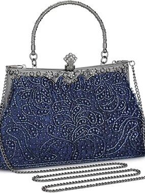 Vintage Beaded Clutch Women Evening Bag Bridal Wedding Prom Party Purse